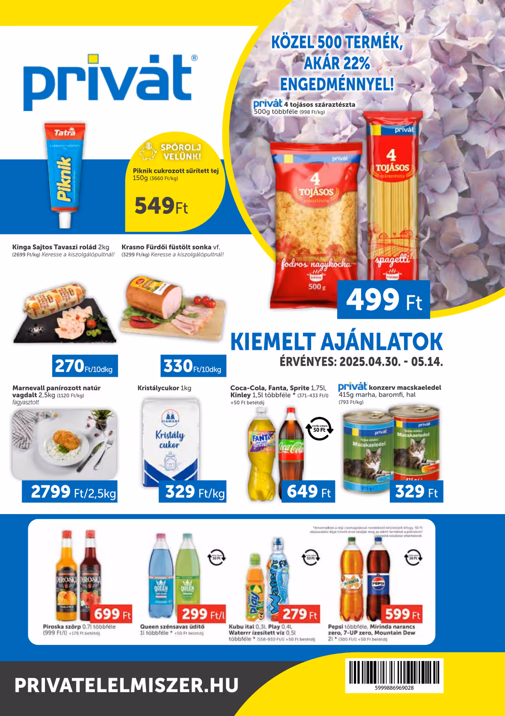 Privát akciós újság 2025.04.30-tól - 1. oldal.