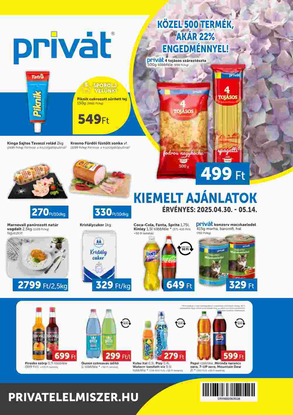 Privát akciós újság 2025.04.30-tól - 1. oldal.