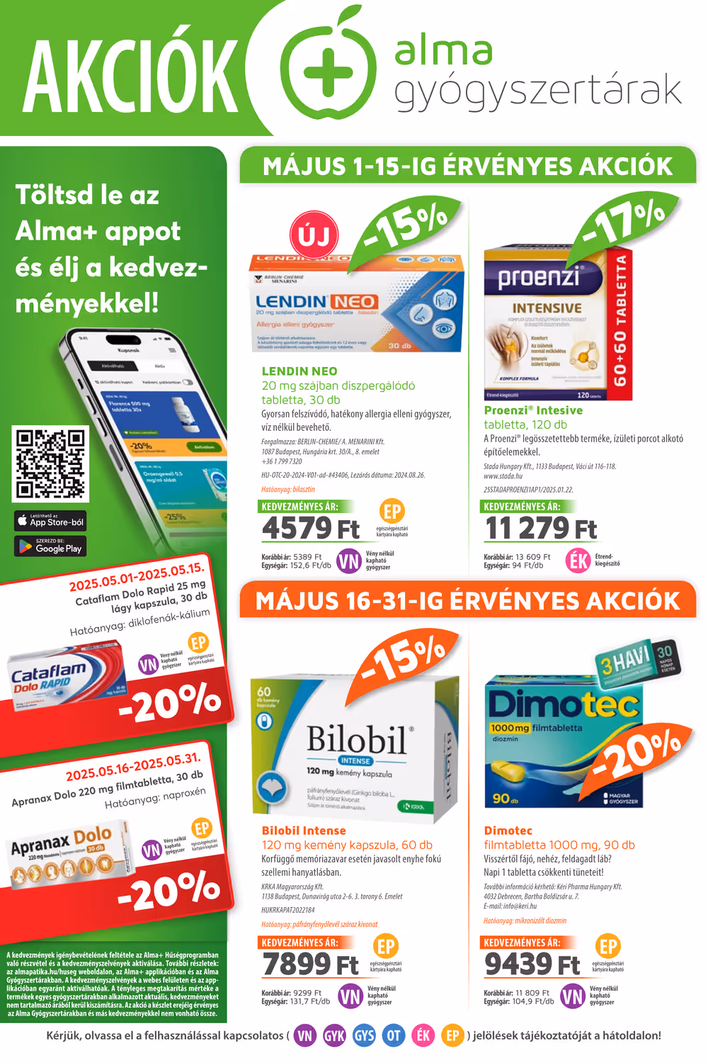 Alma Gyógyszertárak akciós újság 2025.05.01-től - 1. oldal.