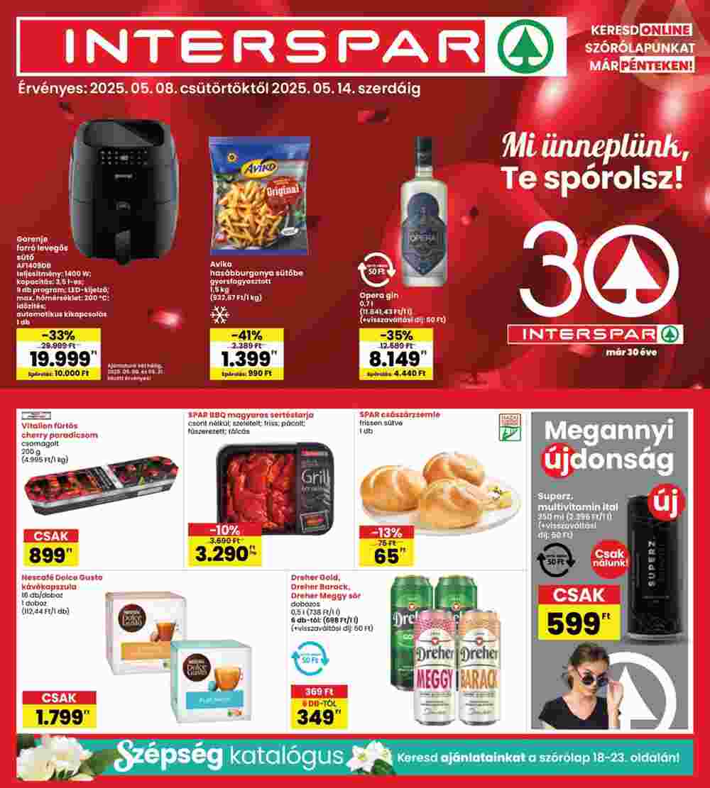 Interspar akciós újság 2025.05.08-tól - 1. oldal.