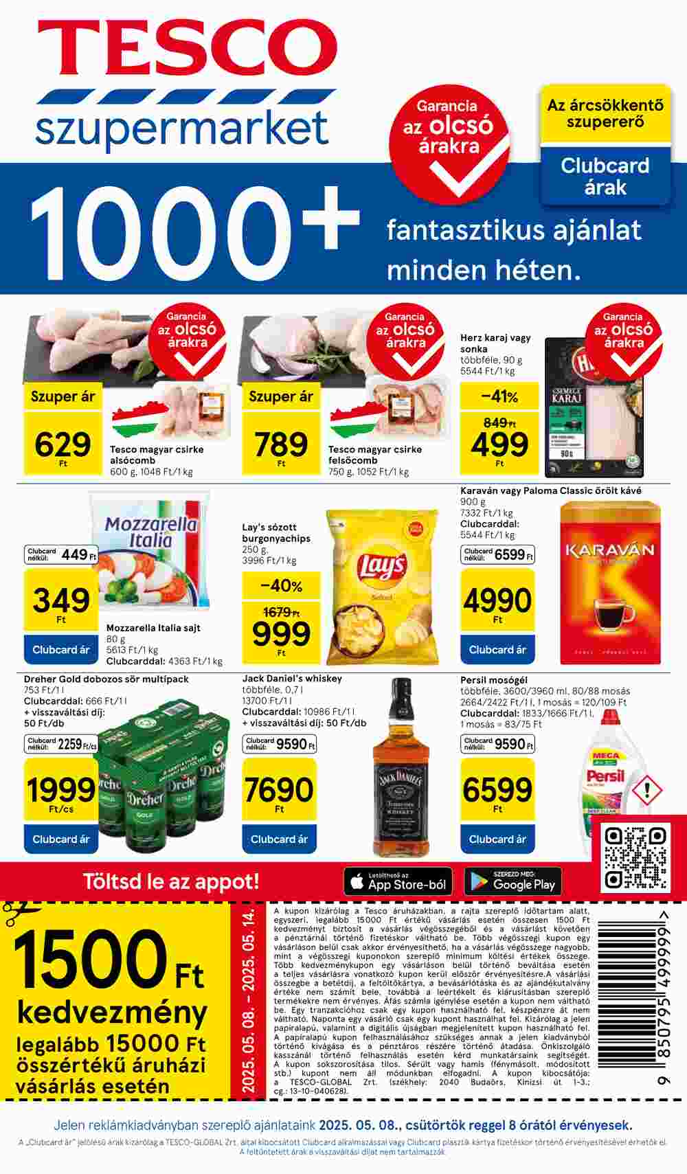 Tesco akciós újság 2025.05.08-tól - 1. oldal.