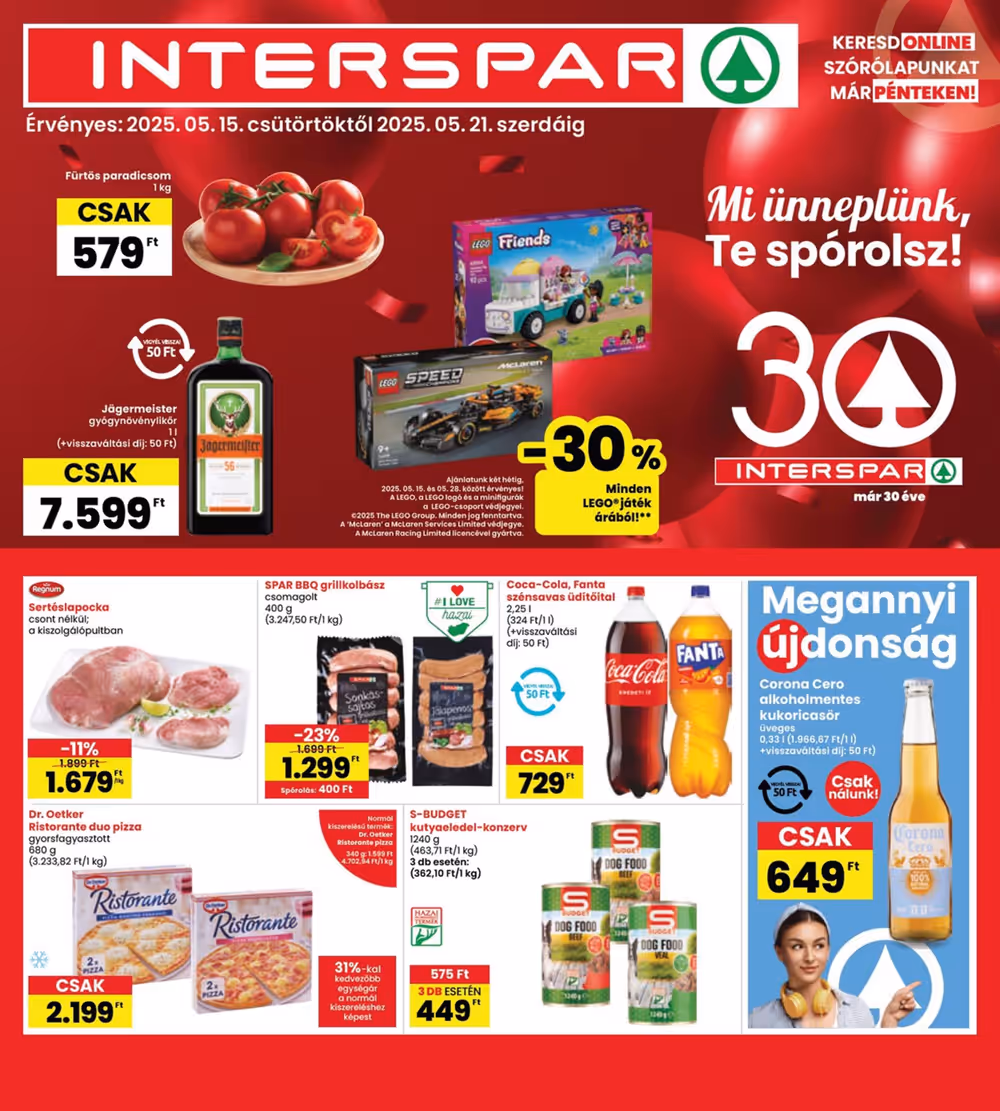Interspar akciós újság 2025.05.15-től - 1. oldal.