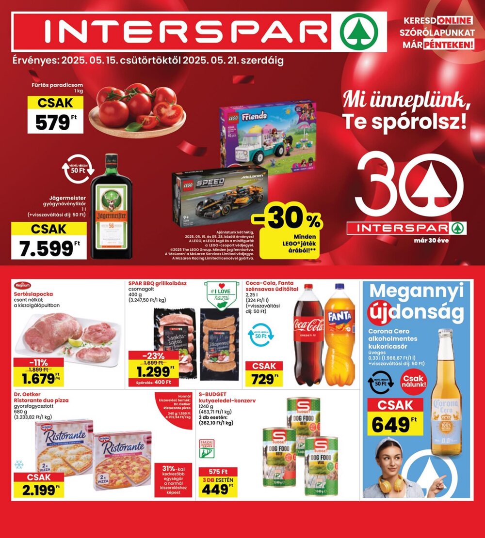 Interspar akciós újság 2025.05.15-től - 1. oldal.