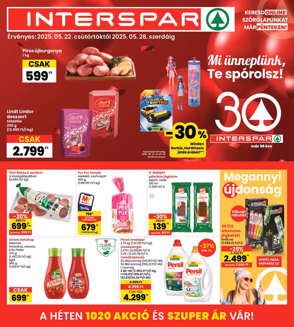 Interspar akciós újság 2025.05.22-től - 1. oldal.