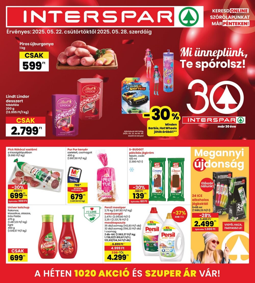 Interspar akciós újság 2025.05.22-től - 1. oldal.