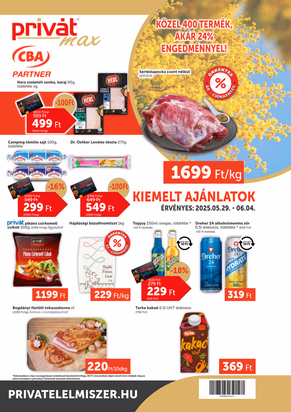 Privát akciós újság 2025.05.29-től - 1. oldal.
