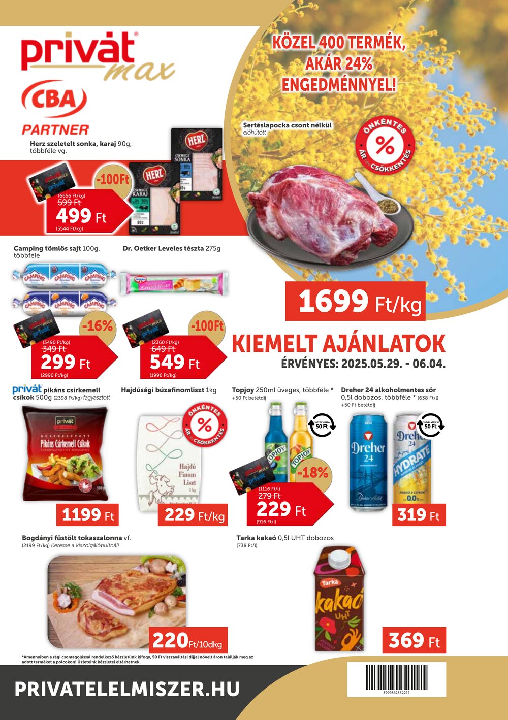 Privát akciós újság 2025.05.29-től - 1. oldal.
