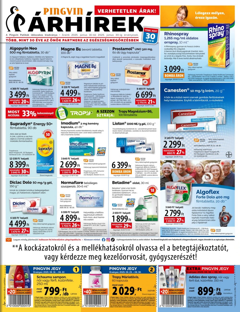 Pingvin Patika akciós újság 2025.06.19-től - 1. oldal.