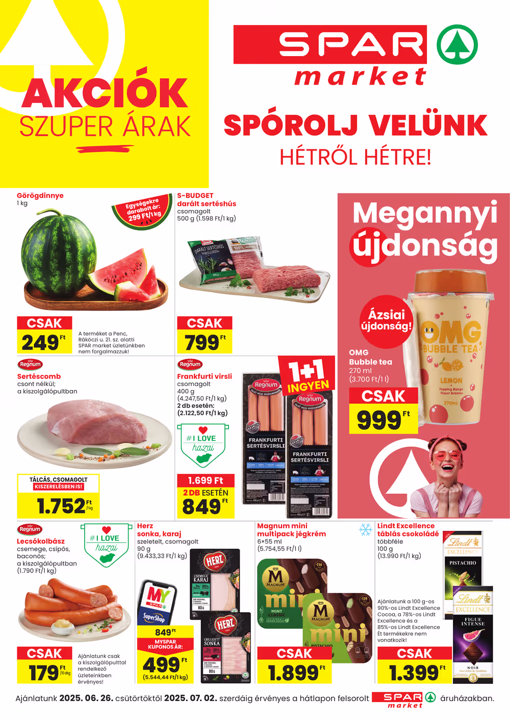 Spar Market akciós újság 2025.06.26-tól - 1. oldal.