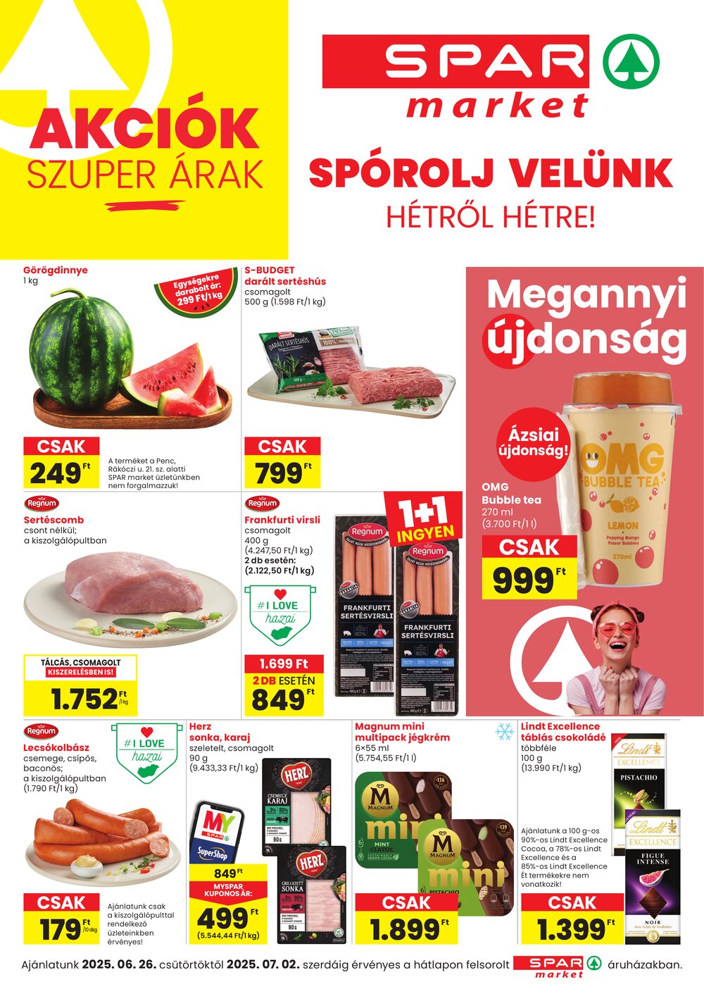 Spar Market akciós újság 2025.06.26-tól - 1. oldal.
