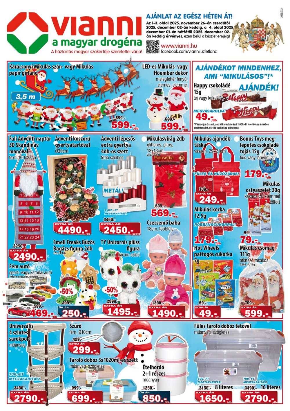 Vianni drogéria akciós újság 2025.11.26-tól - 1. oldal.