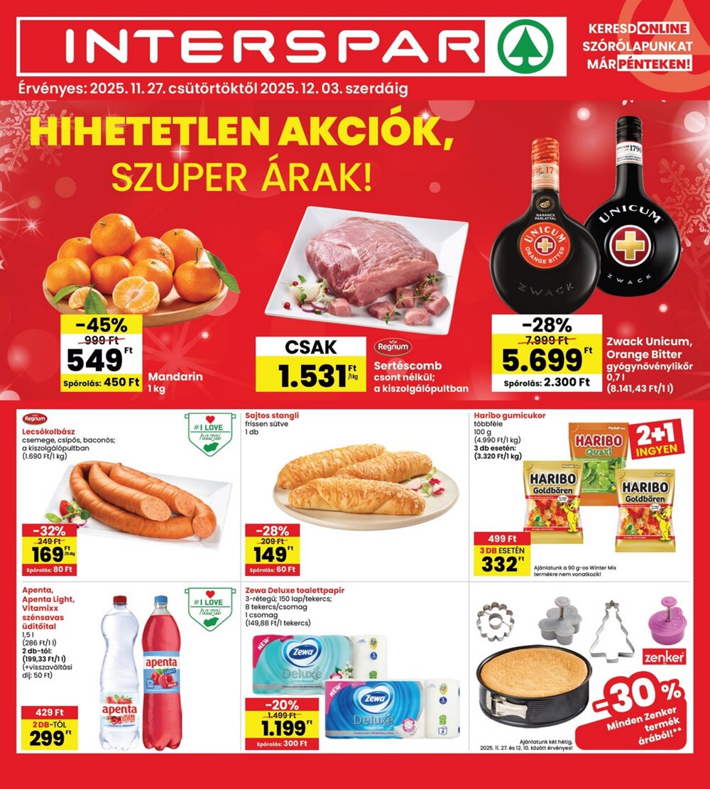 Interspar akciós újság 2025.11.27-től - 1. oldal.