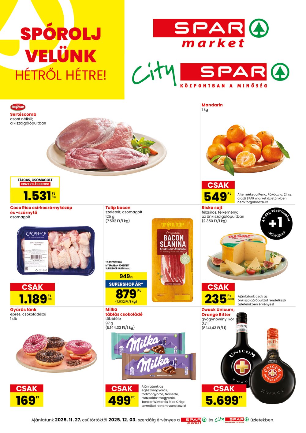 Spar Market akciós újság 2025.11.27-től - 1. oldal.