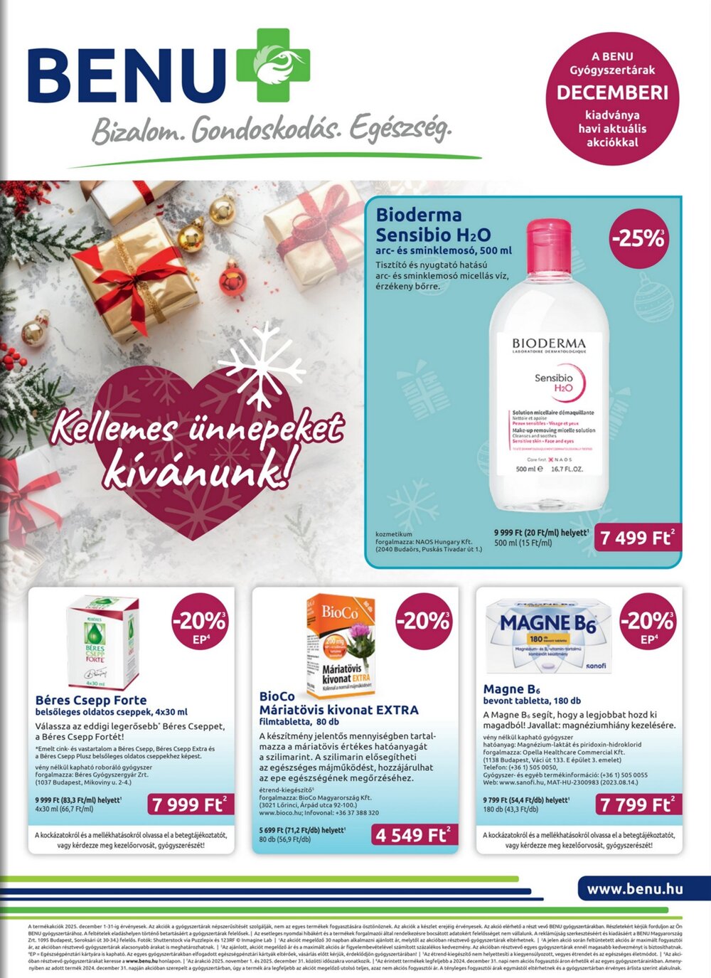 BENU Gyógyszertárak akciós újság 2025.12.01-től - 1. oldal.
