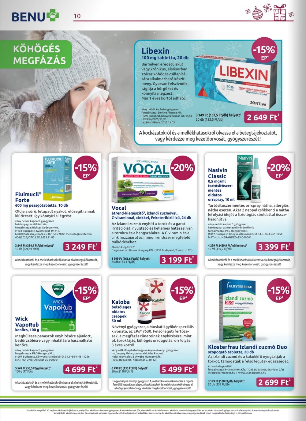 BENU Gyógyszertárak akciós újság 2025.12.01-től - 10. oldal.