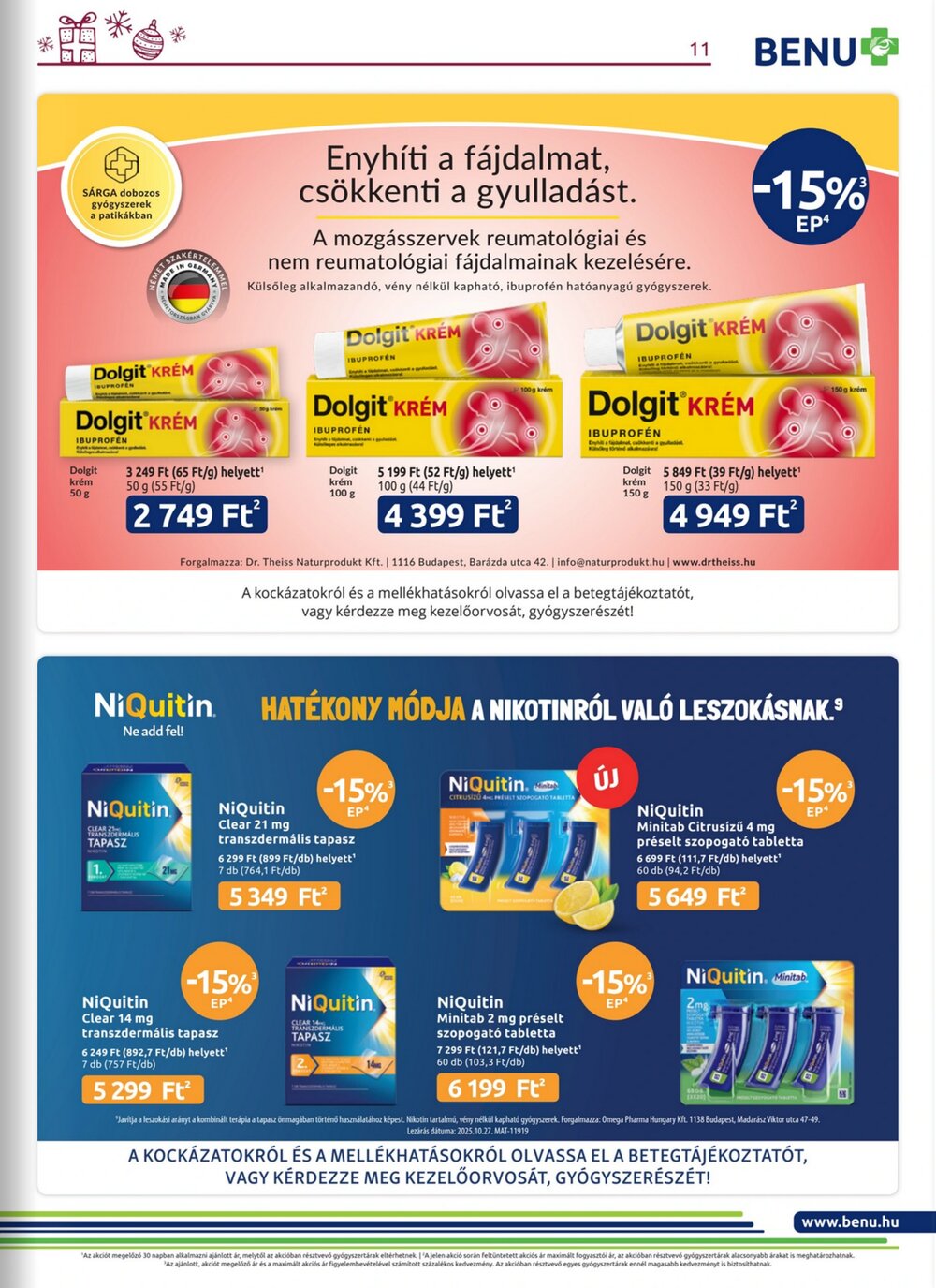BENU Gyógyszertárak akciós újság 2025.12.01-től - 11. oldal.