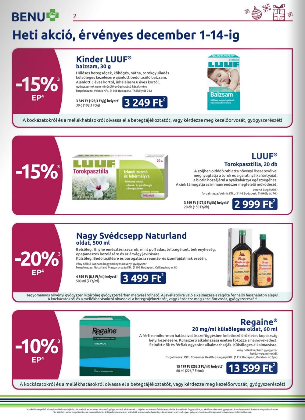 BENU Gyógyszertárak akciós újság 2025.12.01-től - 2. oldal.