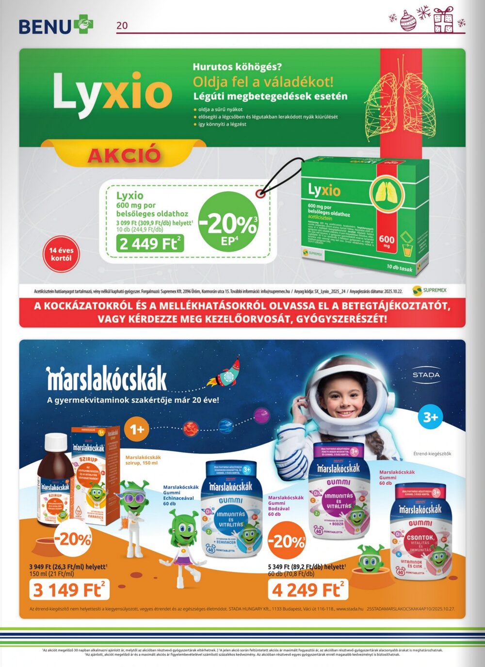 BENU Gyógyszertárak akciós újság 2025.12.01-től - 20. oldal.