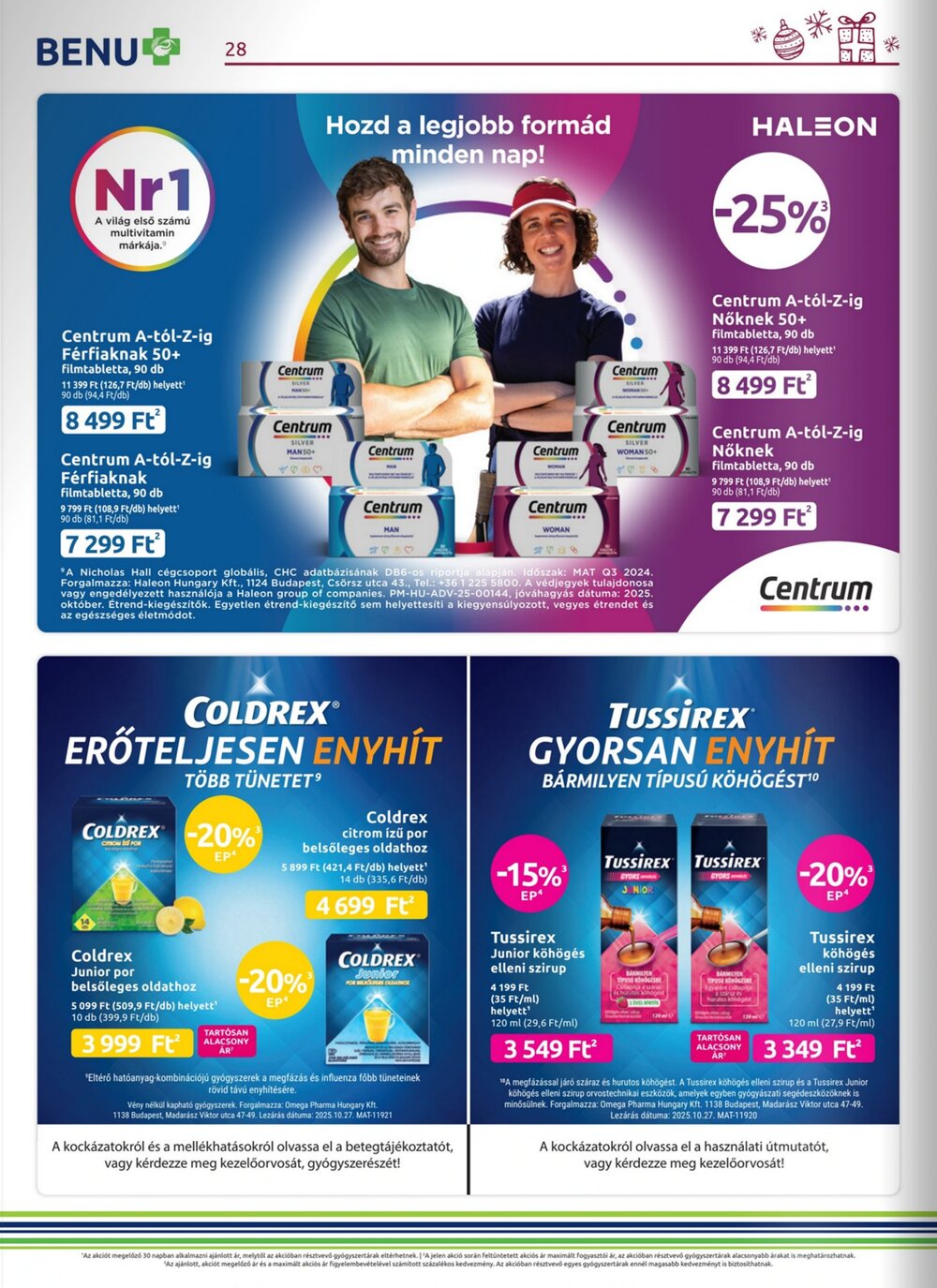 BENU Gyógyszertárak akciós újság 2025.12.01-től - 28. oldal.