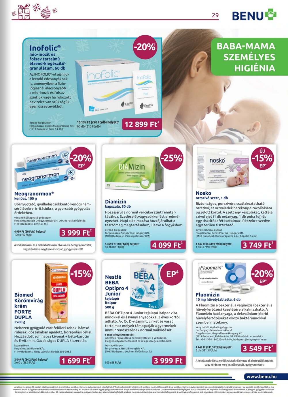 BENU Gyógyszertárak akciós újság 2025.12.01-től - 29. oldal.