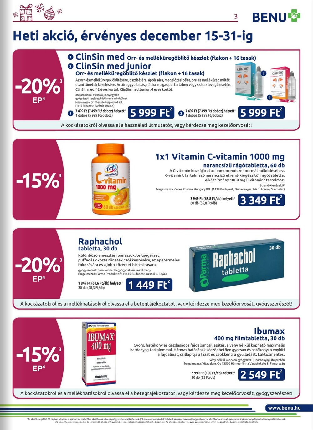 BENU Gyógyszertárak akciós újság 2025.12.01-től - 3. oldal.