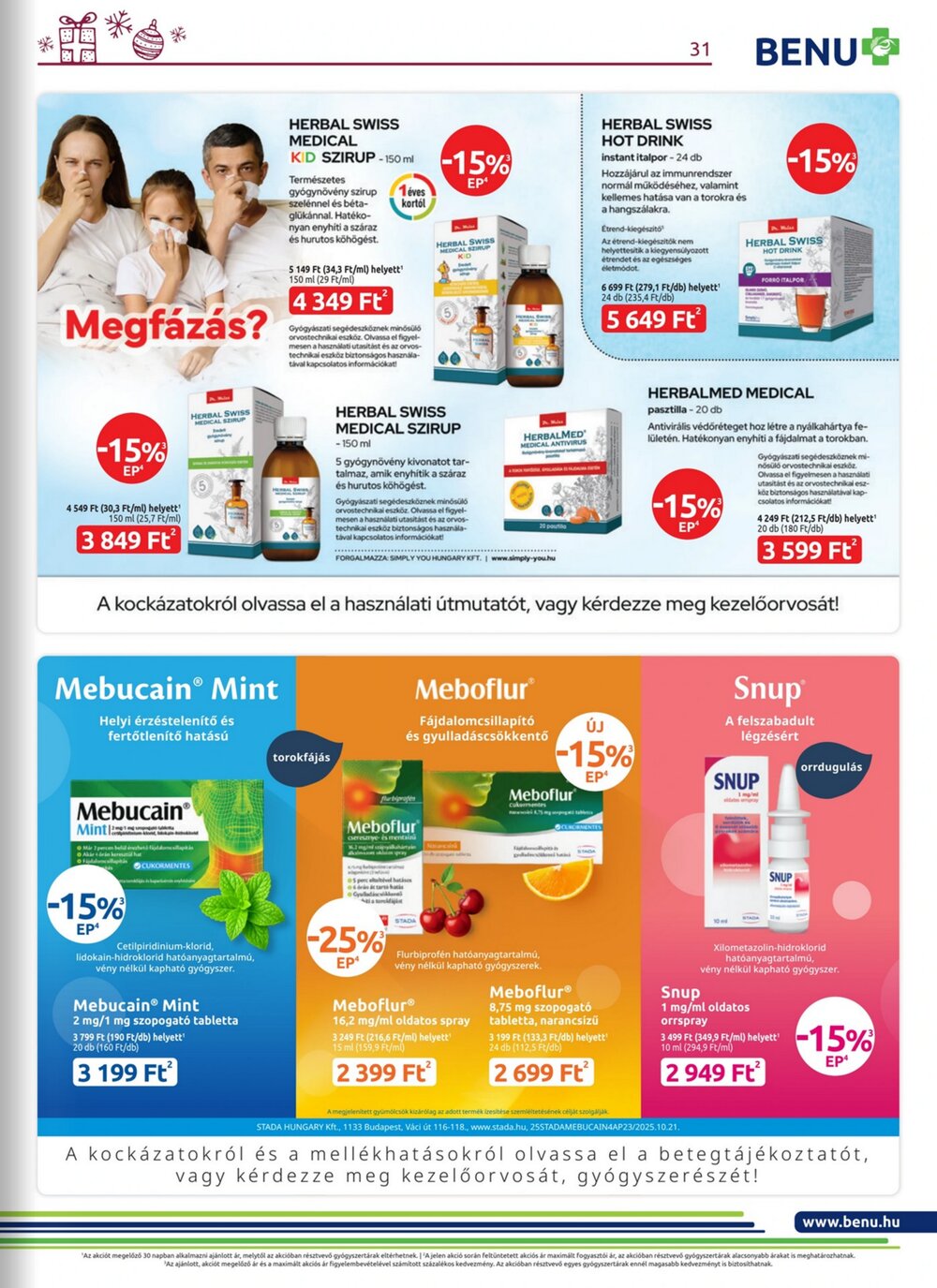 BENU Gyógyszertárak akciós újság 2025.12.01-től - 31. oldal.