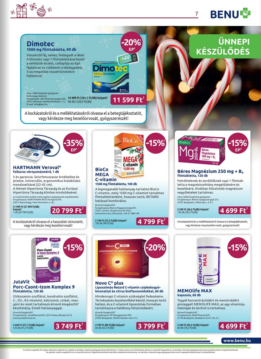 BENU Gyógyszertárak akciós újság 2025.12.01-től - 7. oldal.