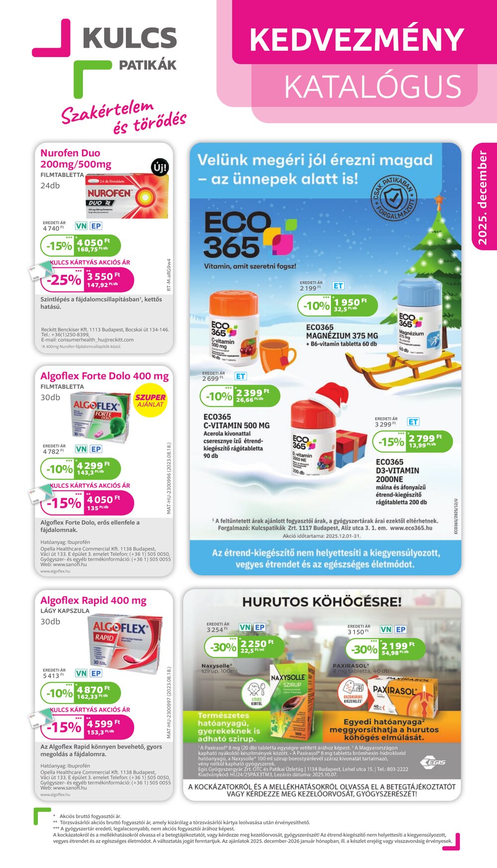 Kulcs Patika akciós újság 2025.12.01-től - 1. oldal.