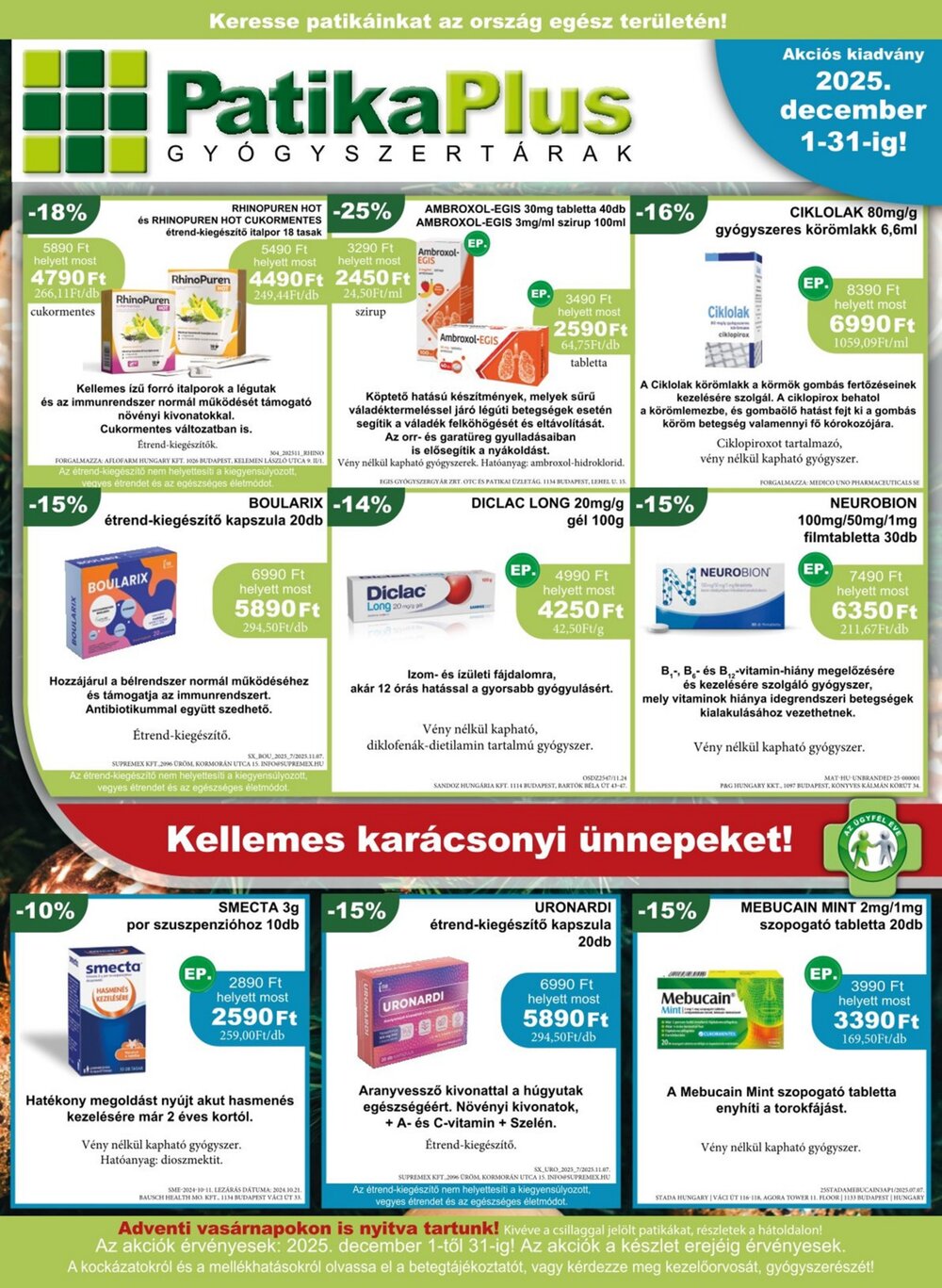PatikaPlus akciós újság 2025.12.01-től - 1. oldal.