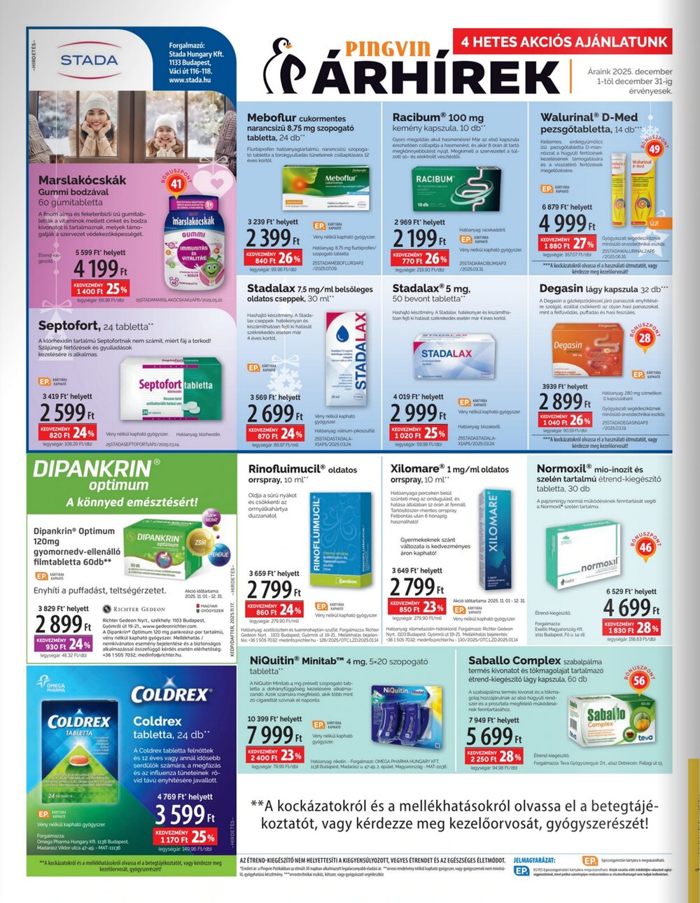 Pingvin Patika akciós újság 2025.12.01-től - 4. oldal.