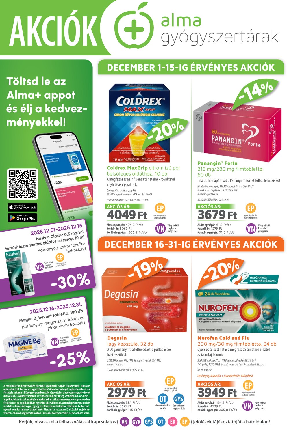 Alma Gyógyszertárak akciós újság 2025.12.01-től - 1. oldal.
