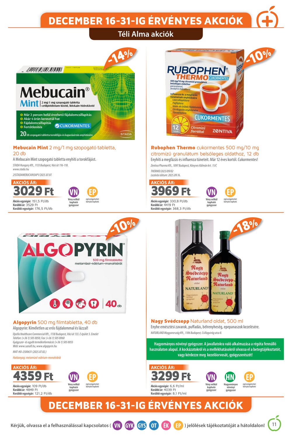 Alma Gyógyszertárak akciós újság 2025.12.01-től - 11. oldal.