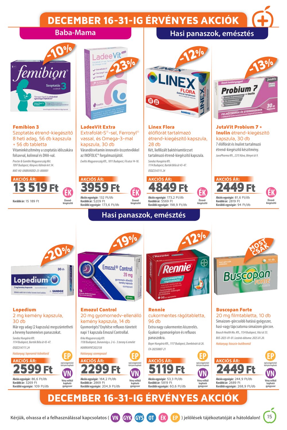 Alma Gyógyszertárak akciós újság 2025.12.01-től - 15. oldal.