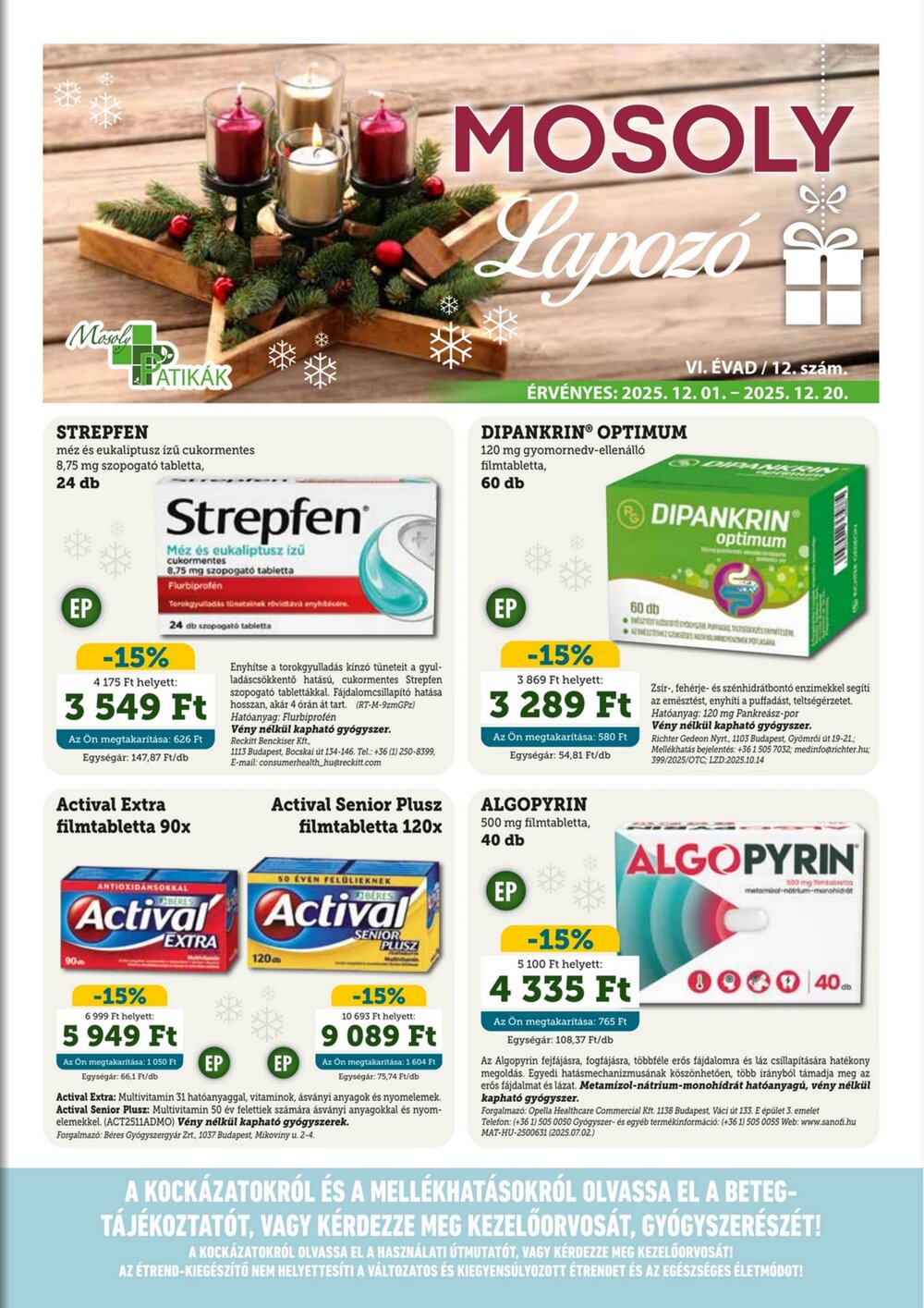 Mosoly Patikák akciós újság 2025.12.01-től - 1. oldal.