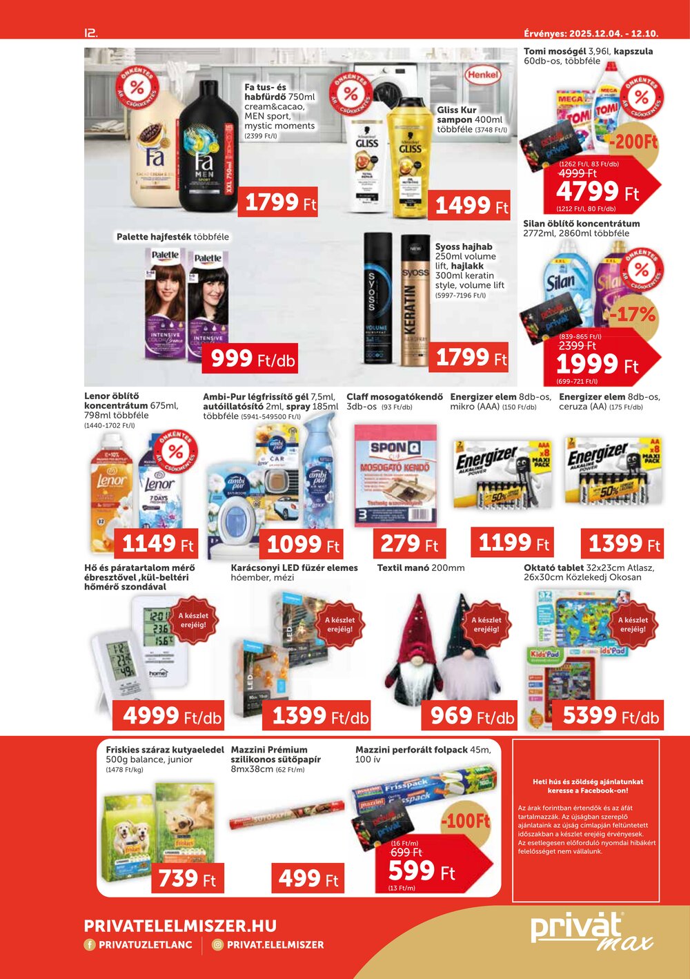 Privát akciós újság 2025.12.04-től - 12. oldal.