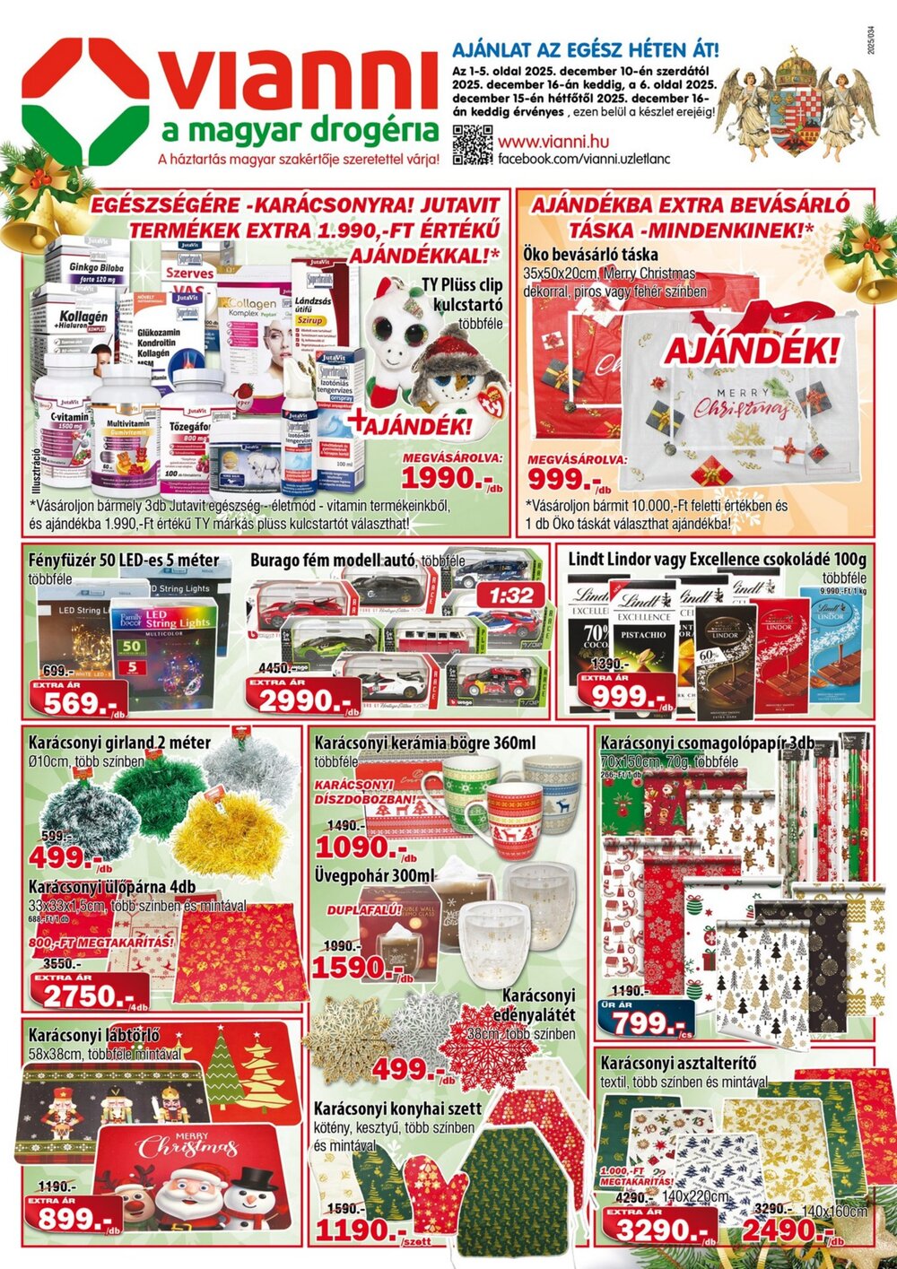 Vianni drogéria akciós újság 2025.12.10-től - 1. oldal.
