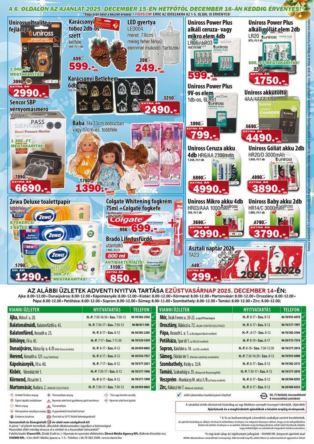 Vianni drogéria akciós újság 2025.12.10-től - 6. oldal.