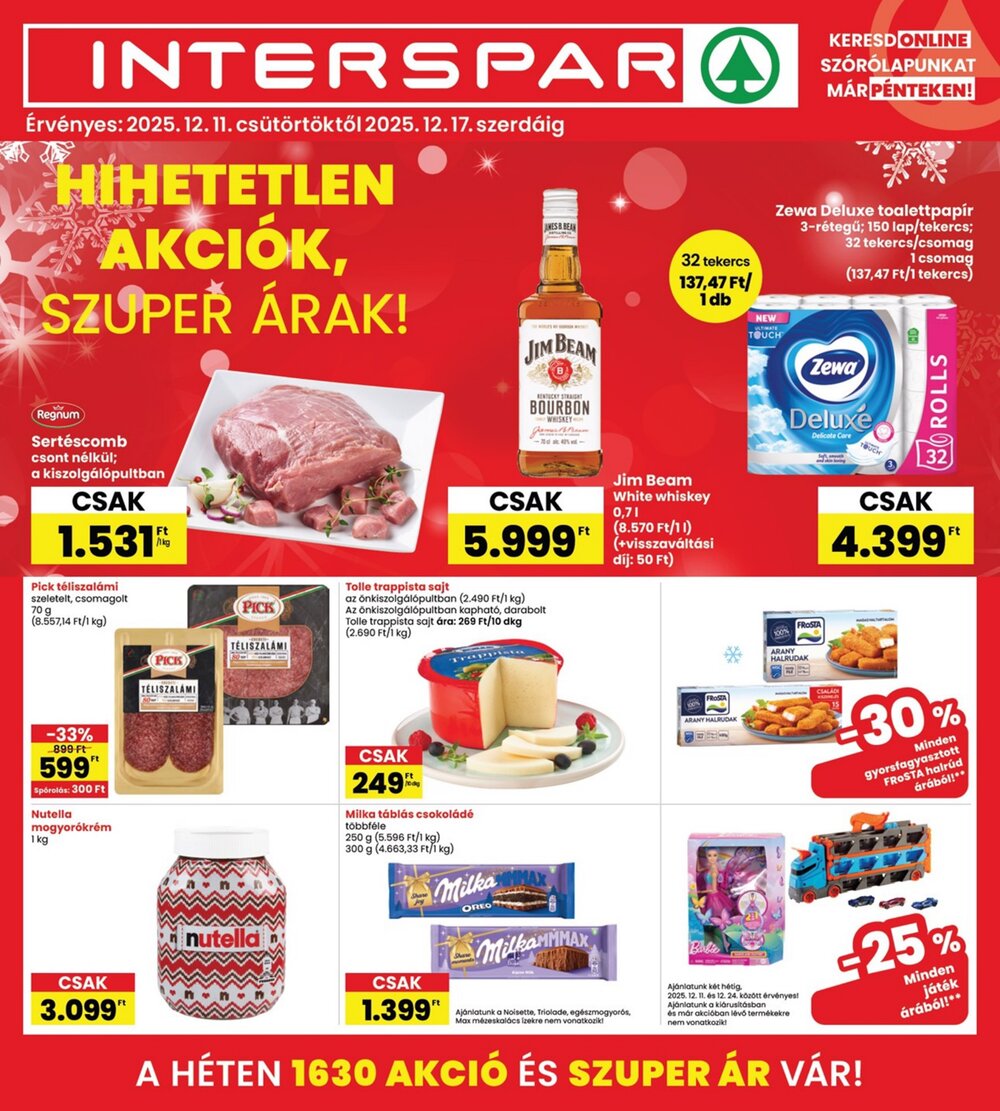 Interspar akciós újság 2025.12.11-től - 1. oldal.