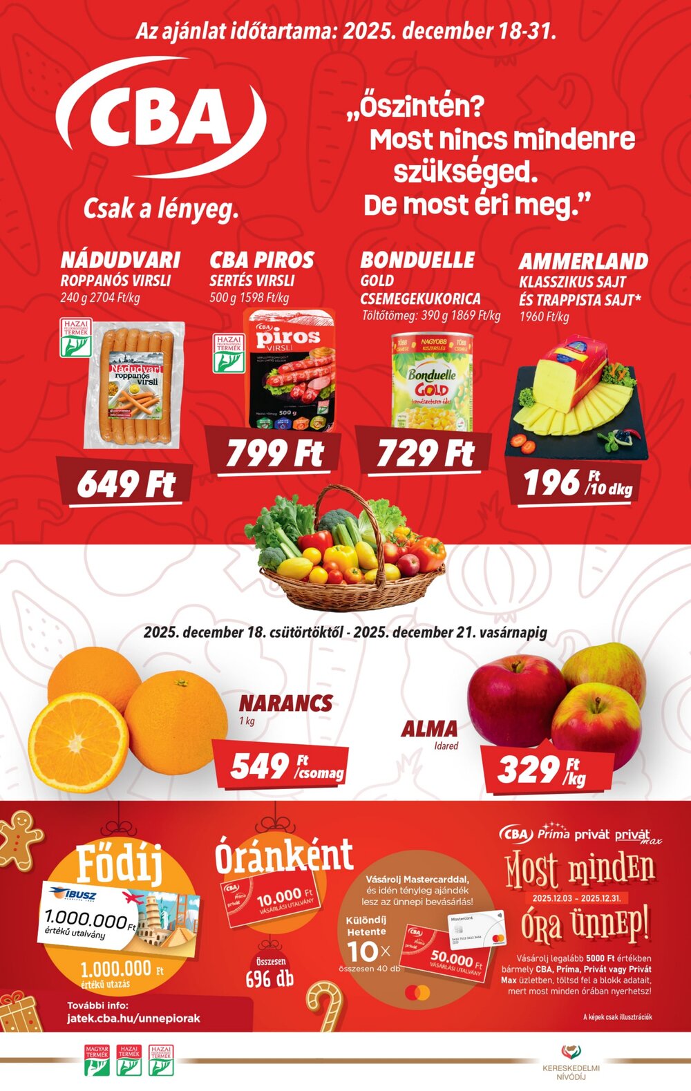 CBA akciós újság 2025.12.18-tól - 1. oldal.
