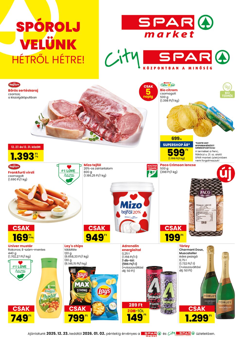 Spar Market akciós újság 2025.12.23-tól - 1. oldal.
