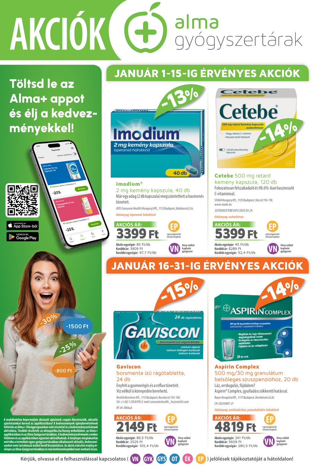 Alma Gyógyszertárak akciós újság 2026.01.01-től - 1. oldal.