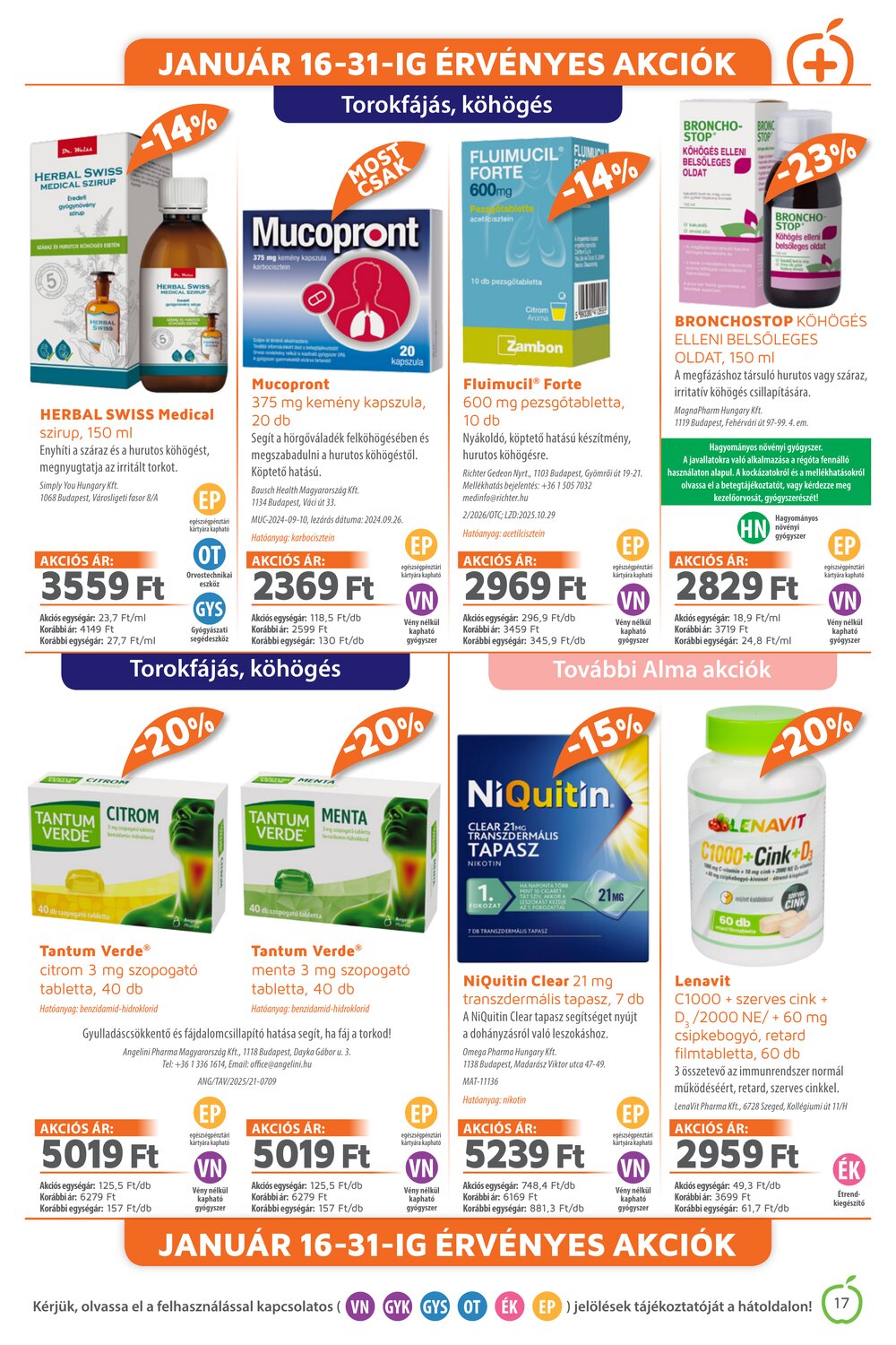 Alma Gyógyszertárak akciós újság 2026.01.01-től - 17. oldal.