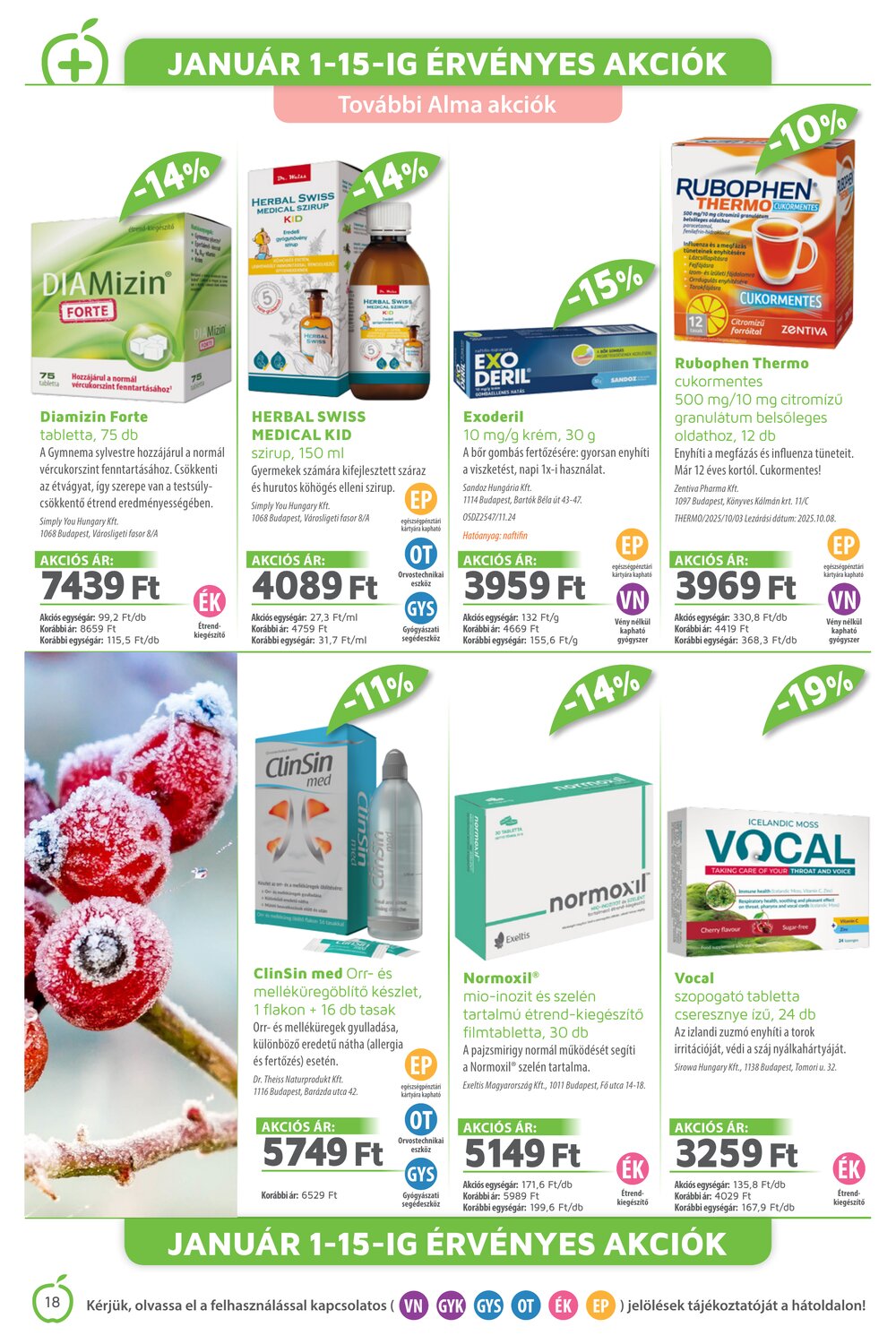 Alma Gyógyszertárak akciós újság 2026.01.01-től - 18. oldal.