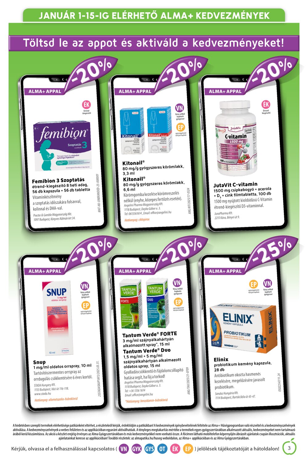 Alma Gyógyszertárak akciós újság 2026.01.01-től - 3. oldal.