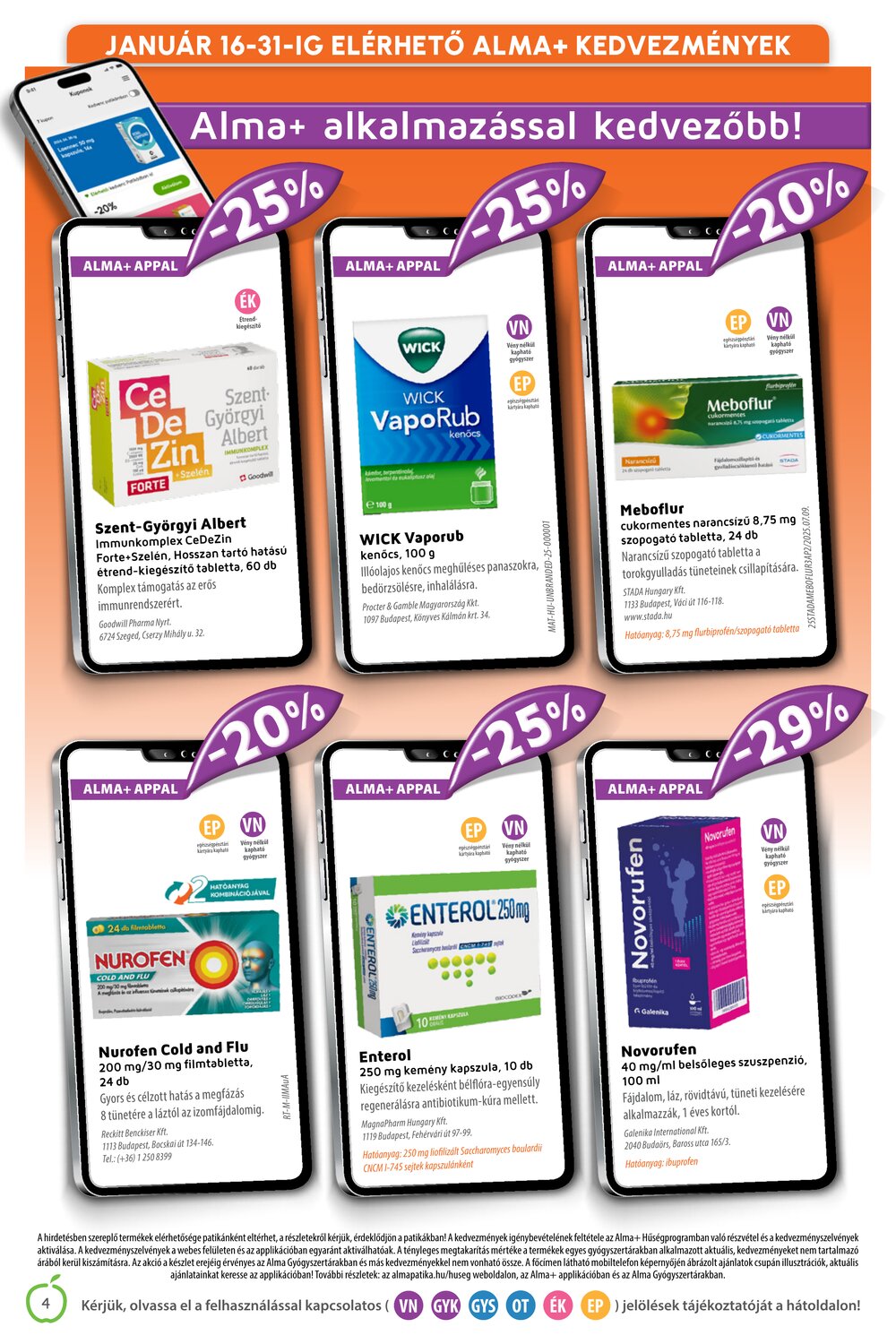 Alma Gyógyszertárak akciós újság 2026.01.01-től - 4. oldal.