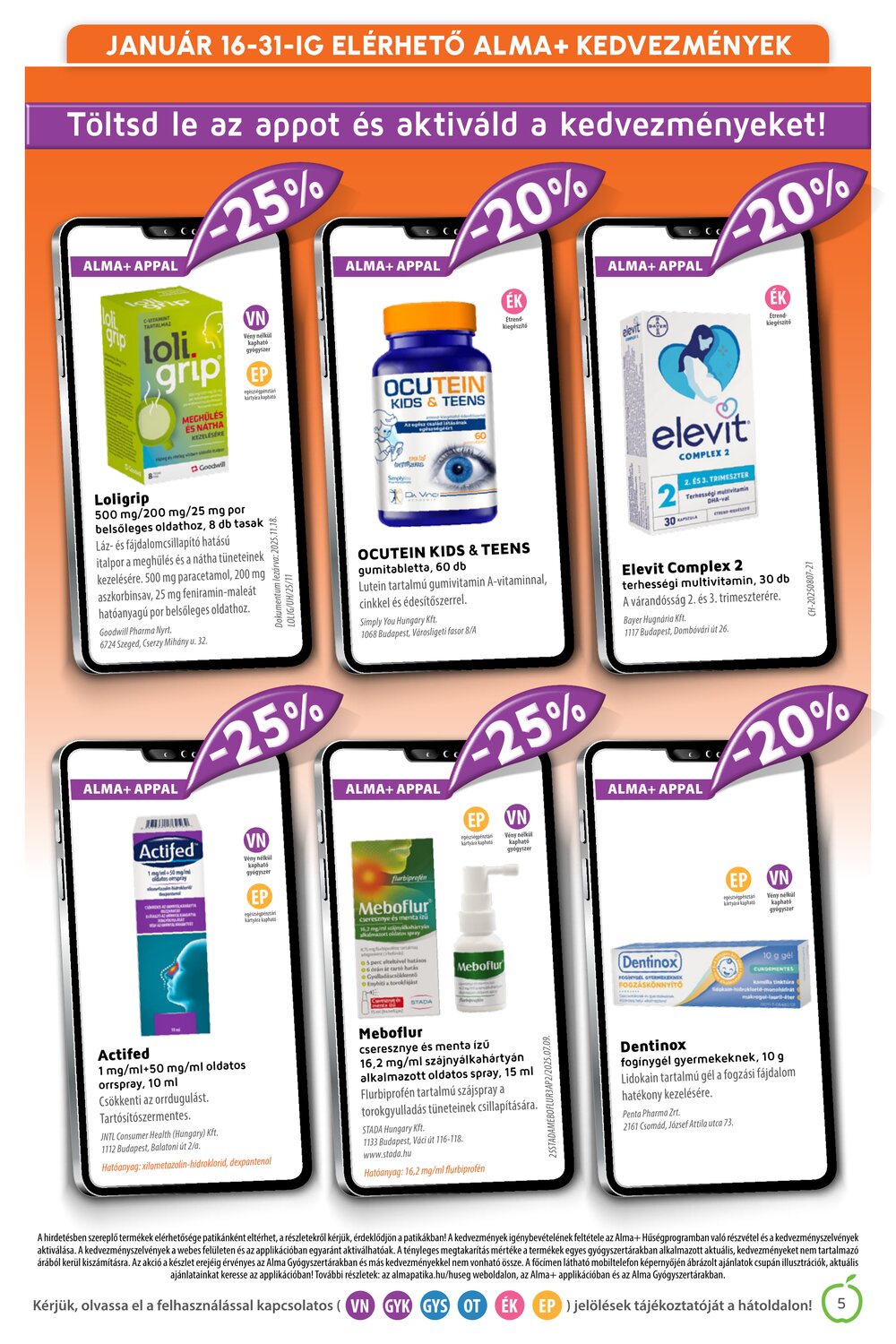 Alma Gyógyszertárak akciós újság 2026.01.01-től - 5. oldal.