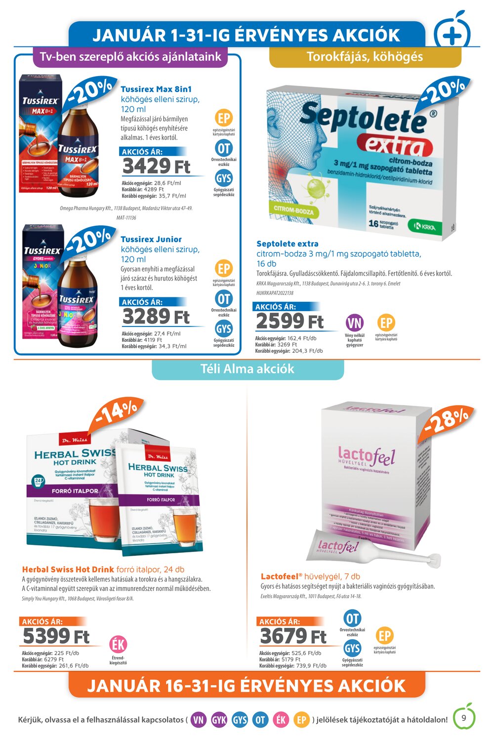 Alma Gyógyszertárak akciós újság 2026.01.01-től - 9. oldal.