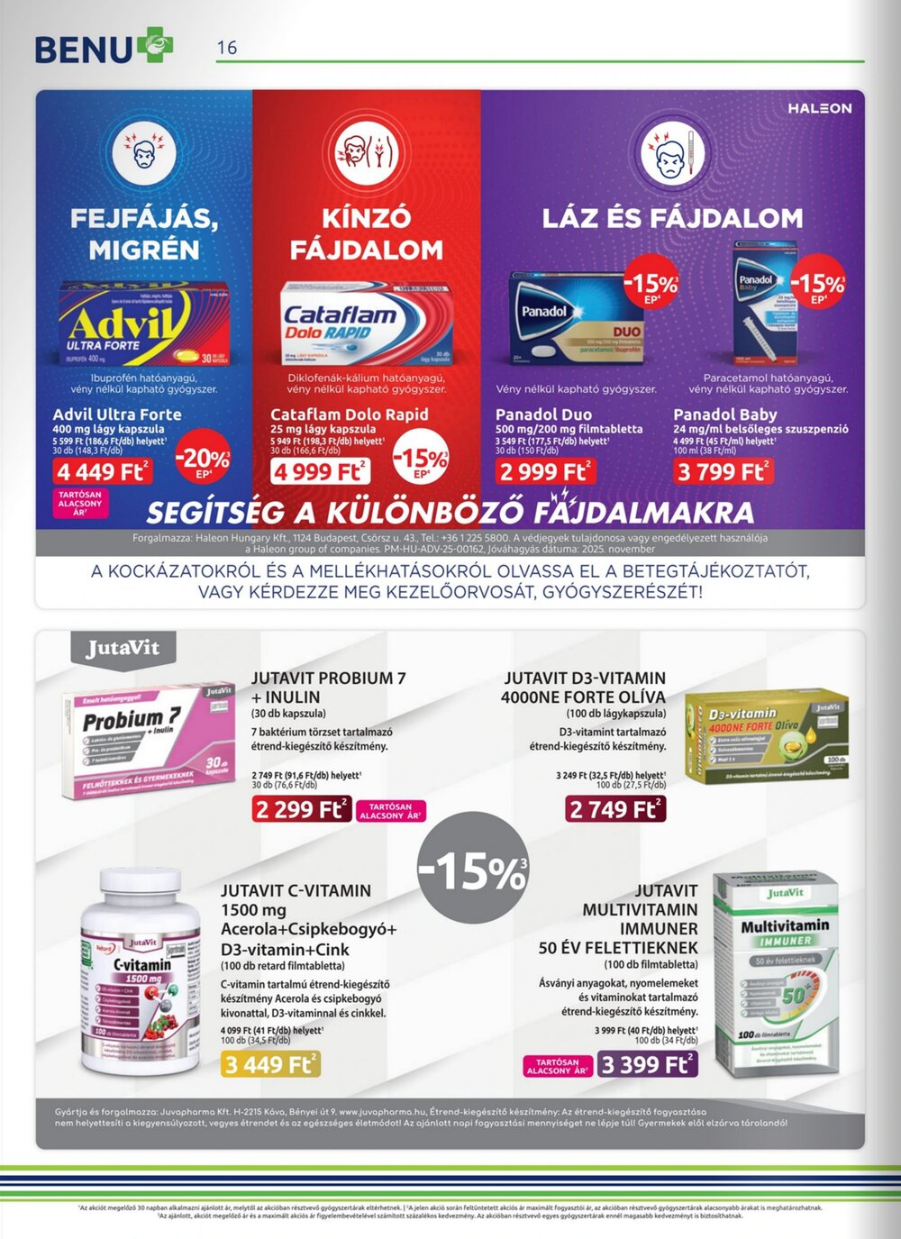 BENU Gyógyszertárak akciós újság 2026.01.01-től - 16. oldal.
