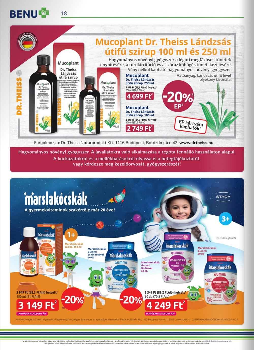 BENU Gyógyszertárak akciós újság 2026.01.01-től - 18. oldal.
