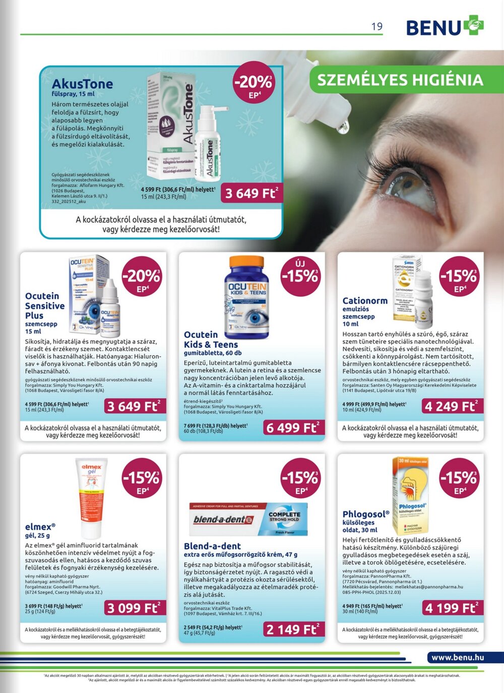 BENU Gyógyszertárak akciós újság 2026.01.01-től - 19. oldal.